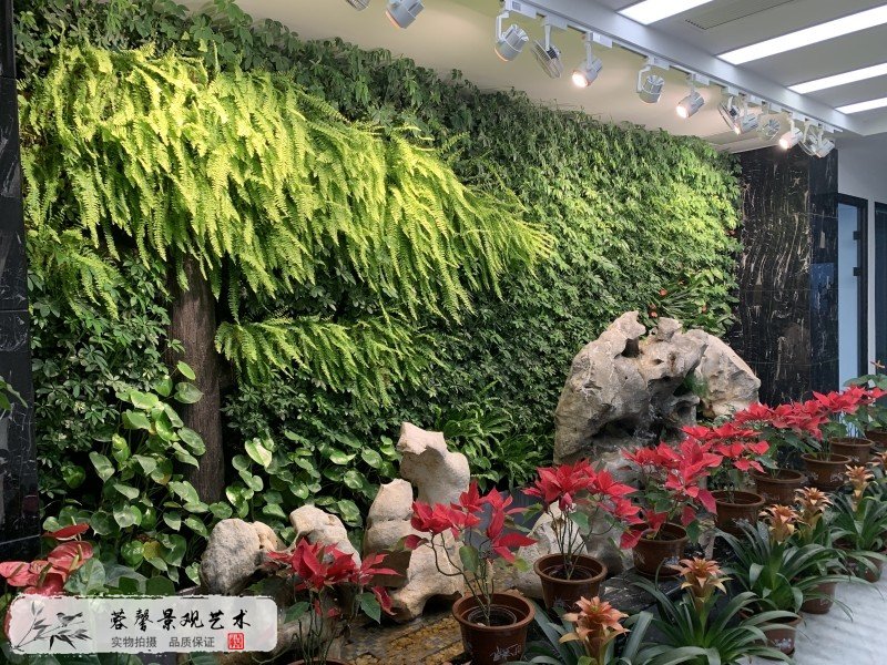 招商银行办公室形象植物墙，丛林既视感