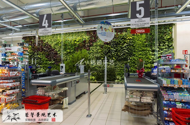超市植物墙，商场购物室内垂直花园景观