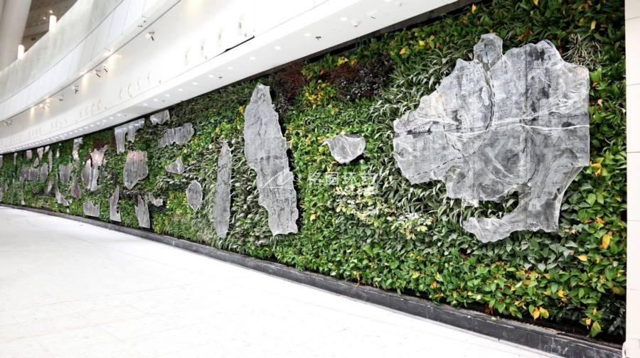 高铁站植物墙，地铁大厅垂直绿化景观案例