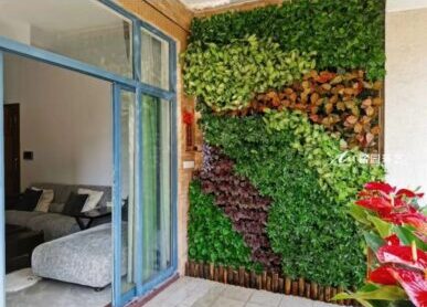生活阳台植物墙，封闭阳台立面垂直绿化景观